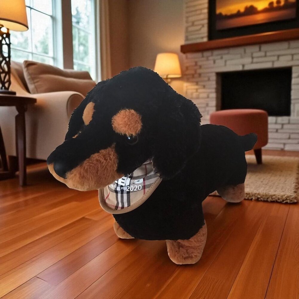 Jaag plush stuffed realistic black and tan Dachshund Wiener dog puppy toy